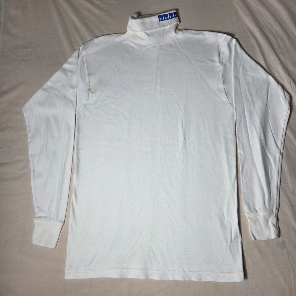 Vintage Honda Mock Neck L/S Tee - Medalist - Size M - 100% Cotton USA Made